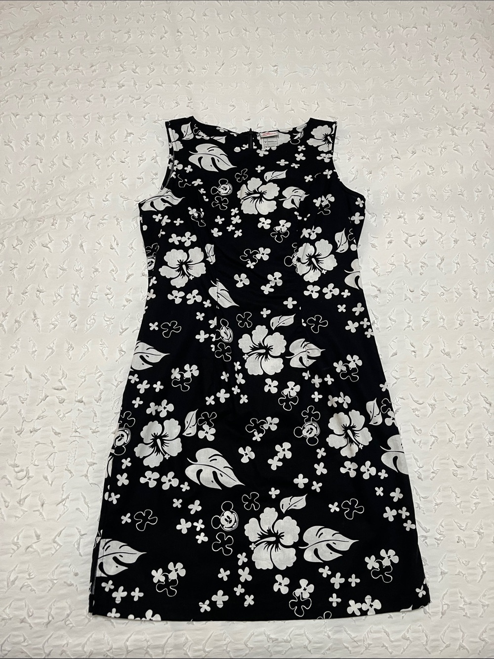 Disney Mickey Mouse Black & White Tropical Floral Midi Dress S